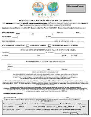 Application for Sewer and/or Water Service