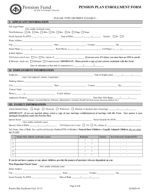Pension Plan Enrollment Form