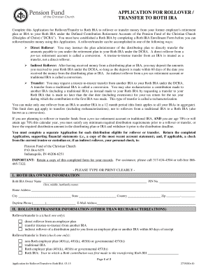 Application for Rollover/Transfer to Roth IRA