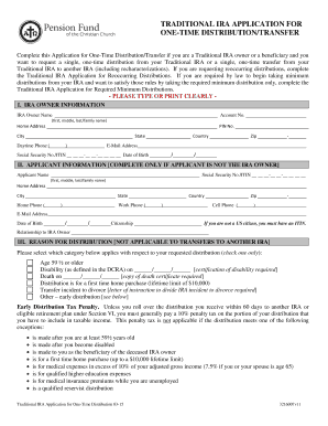Traditional IRA One-Time Distribution Application