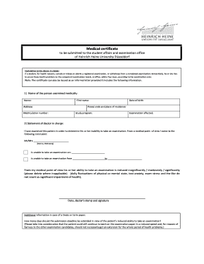 Medical Certificate for Examination Absence