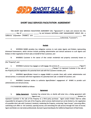 Short Sale Services Facilitation Agreement