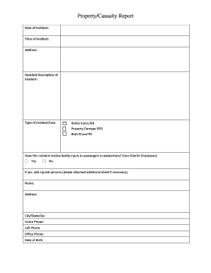 Property/Casualty Incident Report