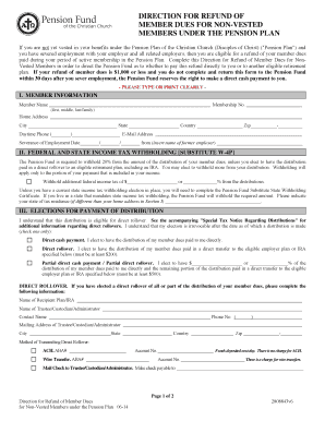 Direction for Refund of Member Dues for Non-Vested Members