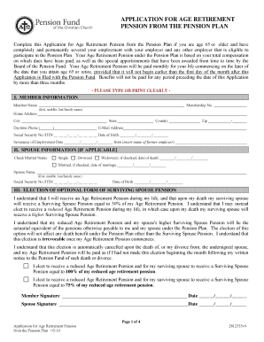 Age Retirement Pension Application