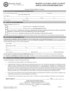 Beneficiary Accumulation Account Distribution Application