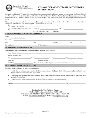 Change of Payment Distribution Form