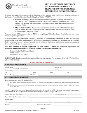 Application for Contract Exchange/Plan-to-Plan Transfer to TDRA
