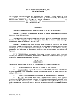 My Florida Regional MLS IDX Agreement