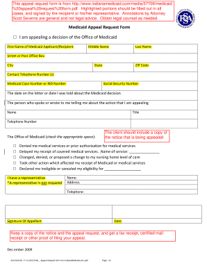 Medicaid Appeal Request Form