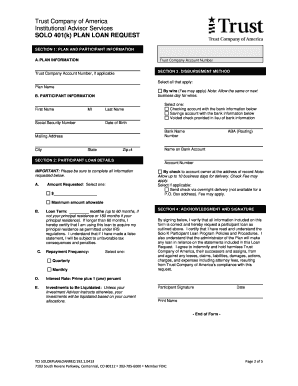 Solo 401(k) Plan Loan Request Form