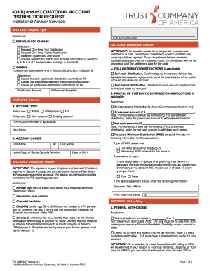 403(b) and 457 Custodial Account Distribution Request