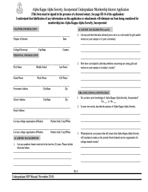 Alpha Kappa Alpha Sorority Membership Application