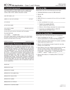 IRA Application Class C and S Shares