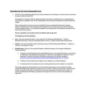 Tenant Demographic Form
