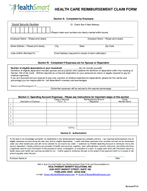 Health Care Reimbursement Claim Form