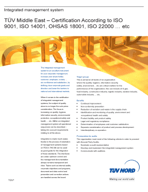 Integrated Management System Certification Request