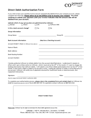 Direct Debit Authorization Form