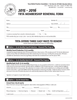 TRTA Membership Renewal Form