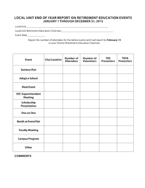 End of Year Report on Retirement Education Events