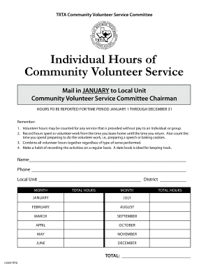 TRTA Community Volunteer Service Report Form