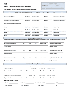 Application for Affordable Housing
