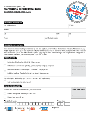 TRTA Annual Convention Registration Form
