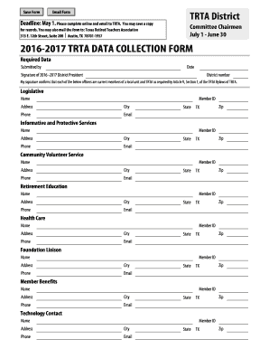 TRTA Data Collection Form