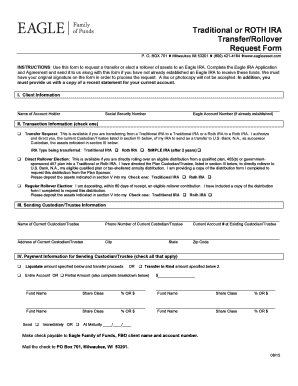 Traditional or Roth IRA Transfer/Rollover Request Form