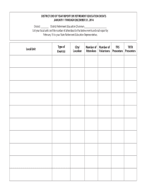 District End of Year Report on Retirement Education Events