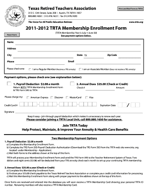 TRTA Membership Enrollment Form