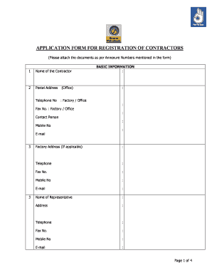 Application Form for Registration of Contractors