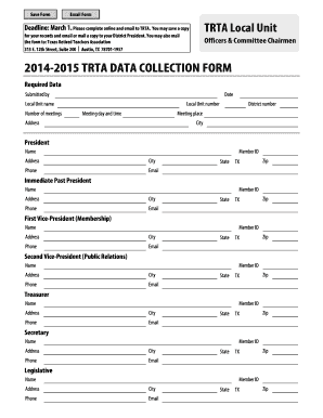 TRTA Data Collection Form