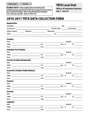 TRTA Data Collection Form