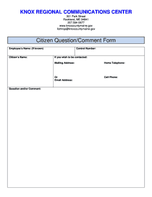 Citizen QuestionComment Form - knoxcountymainegov
