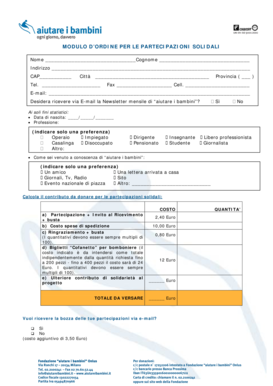 Modulo d’Ordine per le Partecipazioni Solidali