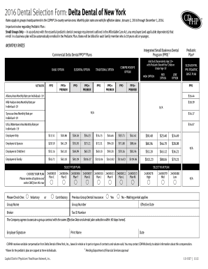 Delta Dental of New York Selection Form