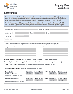 Royalty Fee Update Form