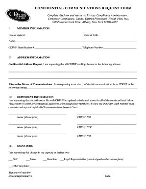 Confidential Communications Request Form
