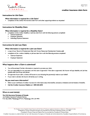 Creditor Disability or Job Loss Claim Form