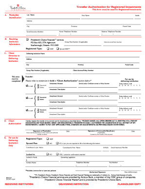 Transfer Authorization for Registered Investments