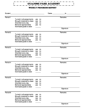 Weekly Student Progress Report