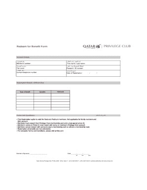 Qatar Airways Privilege Club Redemption Form