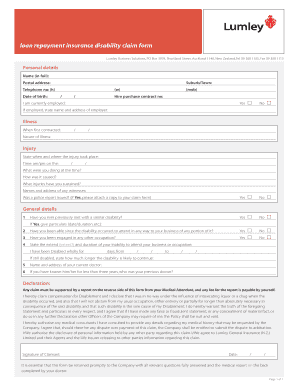 Loan Repayment Insurance Disability Claim Form