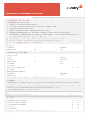 Loan Repayment Insurance Death Claim Form