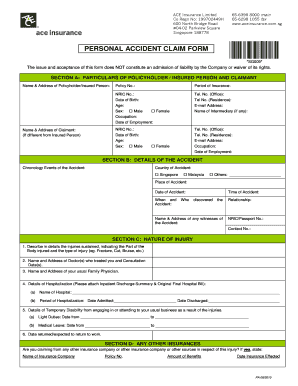 Personal Accident Claim Form