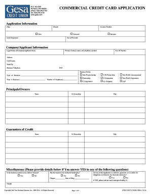 Commercial Credit Card Application