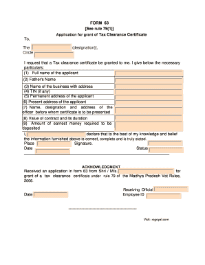 Application for Tax Clearance Certificate