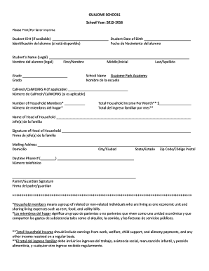 Guajome Schools Student Information Form