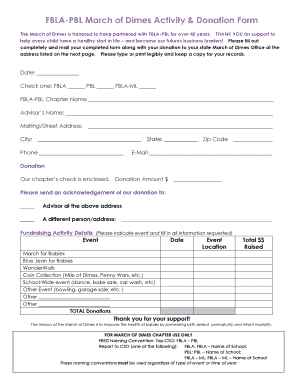 FBLA-PBL March of Dimes Donation Form